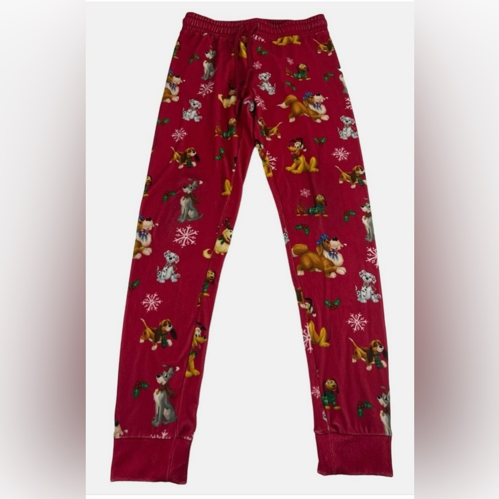 Disney Dogs Christmas Holiday Pajama Pants Women's Red Velour Pluto Christmas